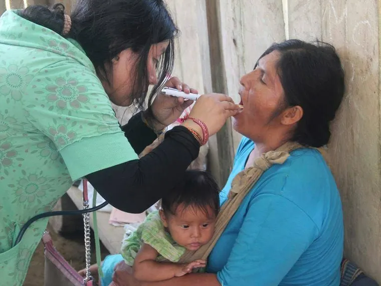 A checkup at a mobile clinic