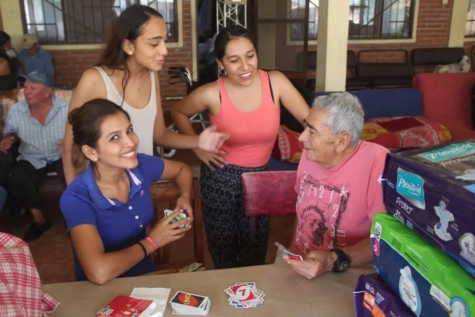 Volunteers visiting a patient