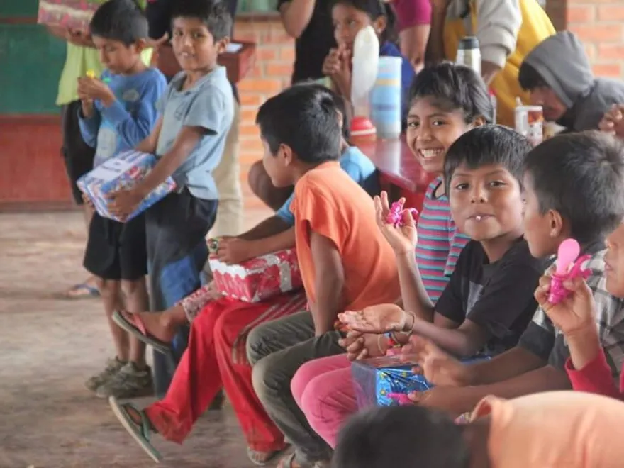 Children with their gifts